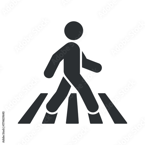 Pedestrian Crossing Vector Illustration Symbol Icon Design. Zebra Crossing Pictogram. Black Silhouette