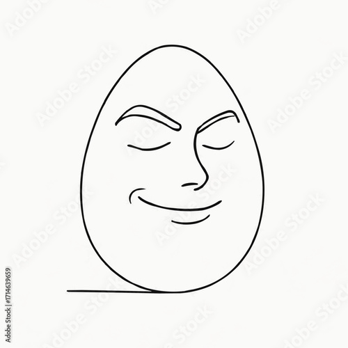 Confident egg face with closed eyes and smirk expression