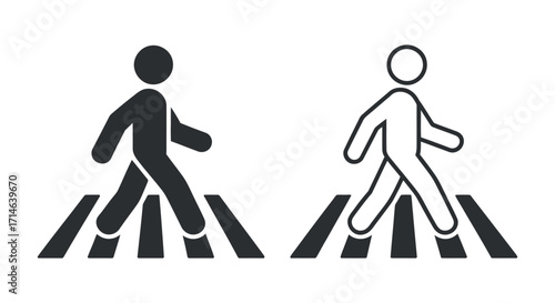 Pedestrian Crossing Sign Vector Illustration Symbolizing Safe Passage and Urban Mobility with Transparent Backdrop