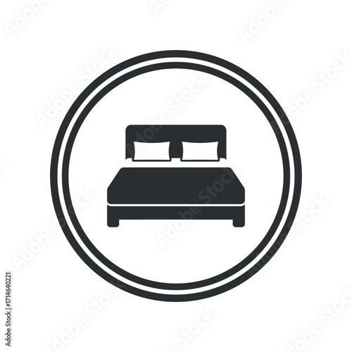 Cozy Comfort A Vector Bed Icon Encased in a Circle Symbolizing Rest and Relaxation in a Defined Space
