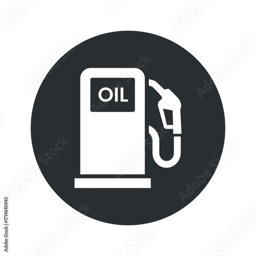 Oil Station Icon Vector Illustration Depicting Fuel Dispenser on Dark Circle Background for Industry