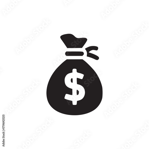 Illustration of a money bag with a dollar sign, representing finance, wealth, savings, and investment in a simple and minimalist vector design style