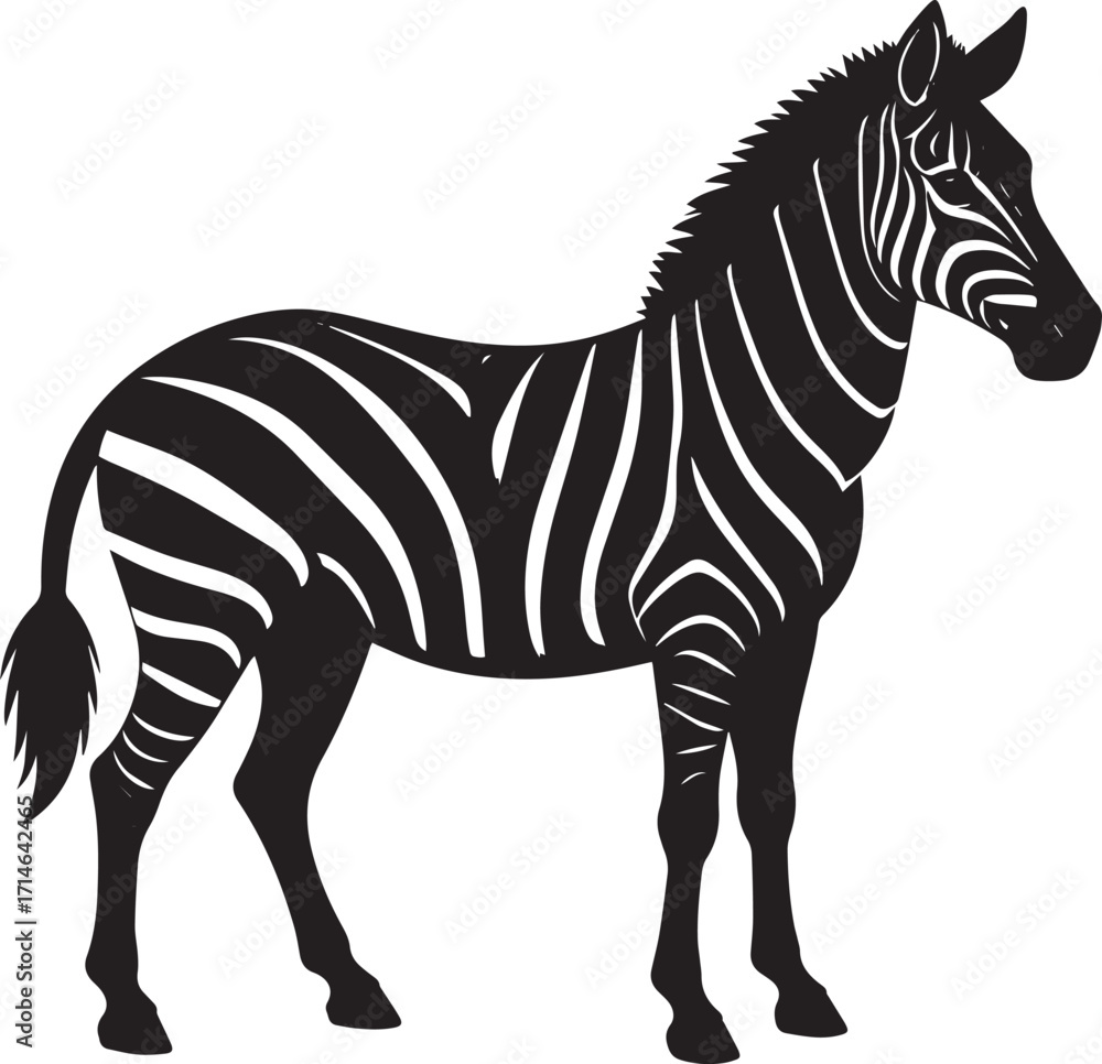 Fototapeta premium Wild Zebra Silhouette Vector Illustration