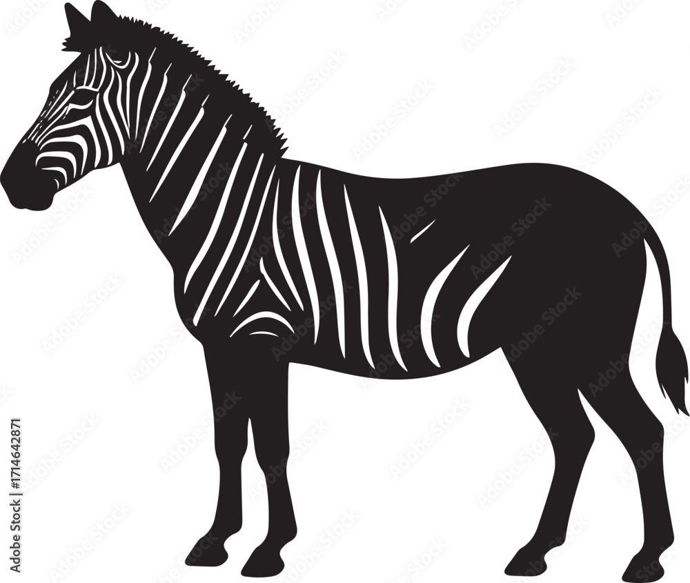 Obraz premium Wild Zebra Silhouette Vector Illustration