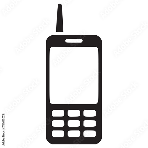Vector art of mobile phone icon represents communication, technology, and connectivity ideal for app design, user interfaces, and informational graphics related to telecommunications