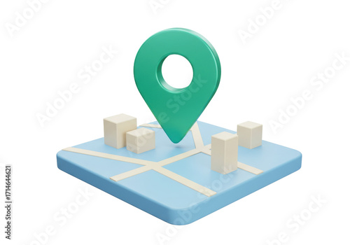 Isolated location pin on map, street intersection, navigation, real estate and tourism concept
