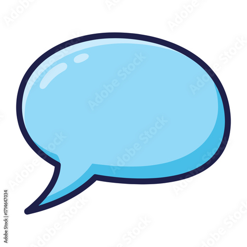 Minimalist Vector Speech Bubble Icon in Modern Flat Style with Blue Gradient Colors