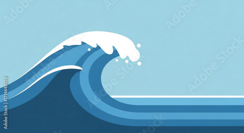 Ocean wave illustration vector art design for surfing and sea background with water and foam graphic style