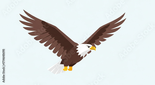 Bald eagle flying illustration vector image of american eagle with wings spread in flight for design needs