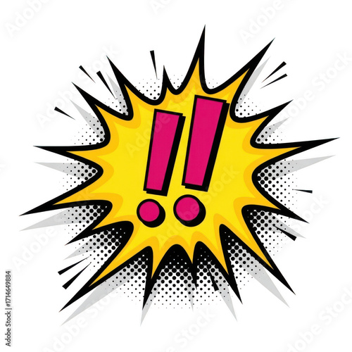 Explosive exclamation isolated on transparent background