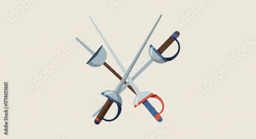 Find fencing swords equipment vector art for sport and recreation or historical reenactment illustration