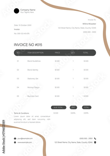 Brown And Black Invoice