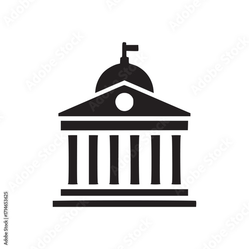 Illustration of a courthouse building, this vector graphic represents the legal profession, court system, and justice perfect for legal websites, educational materials, and lawrelated content