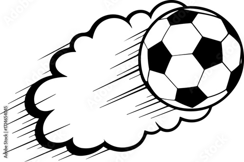 Fast-Moving Soccer Ball Dynamic Action Illustration