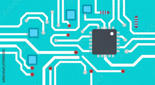 Electronic circuit board design vector illustration for technology and engineering projects use case design
