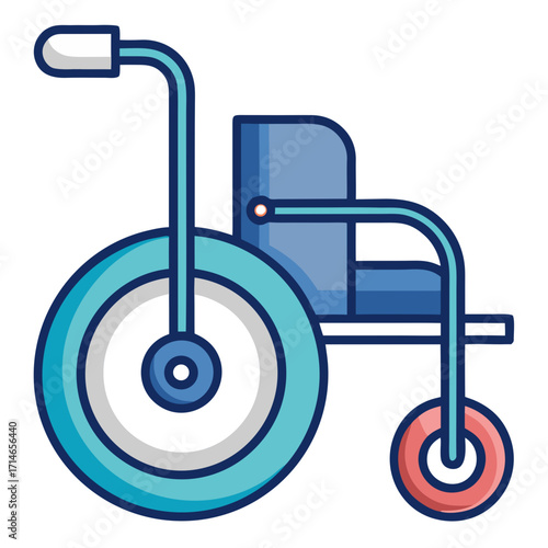 Wheelchair with colorful wheels in flat design style  