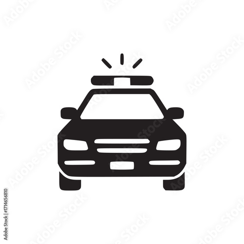 Vector art of police car icon symbol of law enforcement, patrol vehicle, and emergency response vector illustration of a police cruiser in a minimalist style for web, print, and design projects