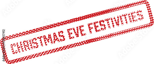 Red dotted festive Christmas eve greetings on a white background appear joyful and bright