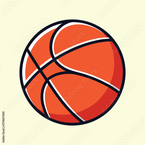 Simple and Clean Orange Basketball Illustration with Dark Blue Outline and Details