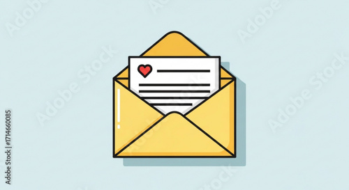 Open envelope with heart vector illustration for love letter valentine's day email and postal service design