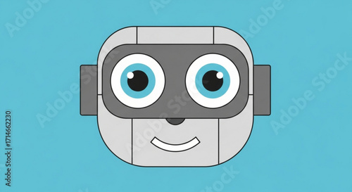 Cute robot face illustration vector graphic for kids technology and ai related designs and projects