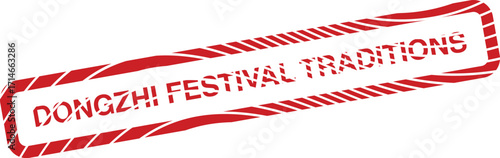 A red diagonally oriented seal features the Dongzhi Festival traditions on white transparent background