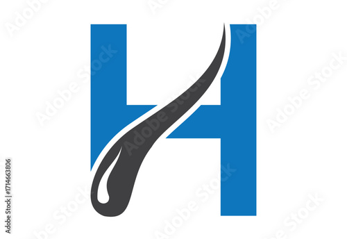 Intel latter H with hair treatment logo design concept