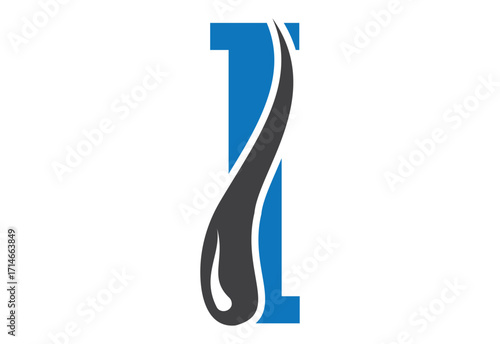 Intel latter I with hair treatment logo design concept