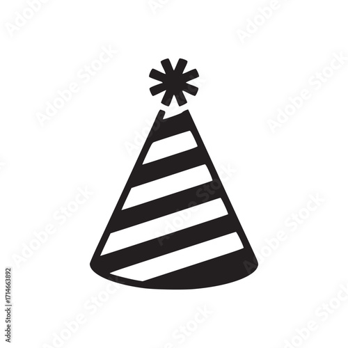 Illustration of a striped party hat, perfect for birthdays, celebrations, and festive events its simple design makes it versatile for various creative projects