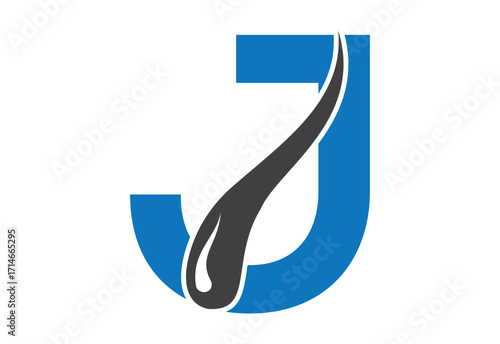 Intel latter J with hair treatment logo design concept
