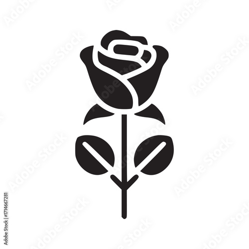 Vector art of rose icon elegant flower symbolizing love, beauty, and romance a classic symbol of affection, perfect for weddings, anniversaries, and valentines day celebrations