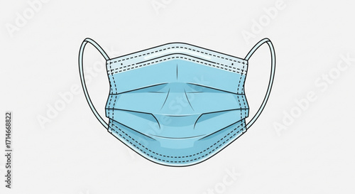 Blue surgical face mask vector illustration for covid protection and medical safety equipment design
