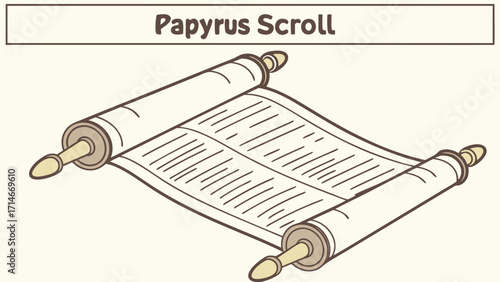 Ancient papyrus scroll with text unfurled