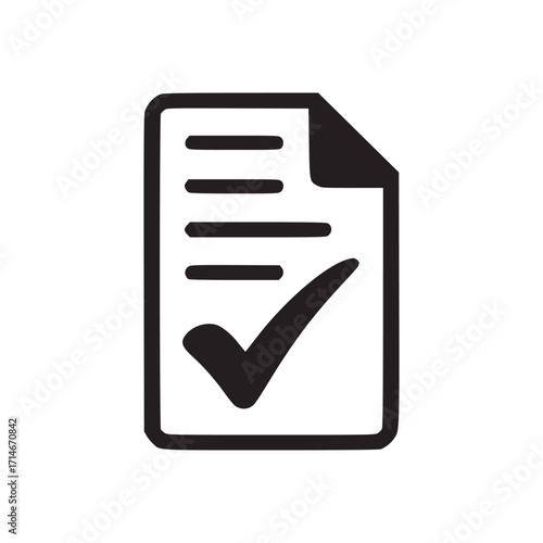 Vector art of document with check mark symbol of approval, confirmation, or verification represents a completed task, agreement, or positive feedback suitable for web design, apps, and presentations