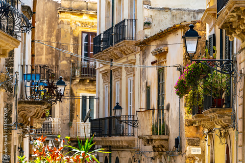 Architecture of Syracuse in Val di Noto, southern Sicily, Italy