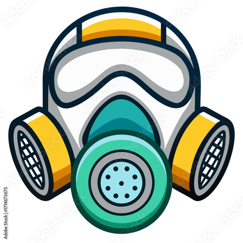Mask with valves in flat design with colorful accents  