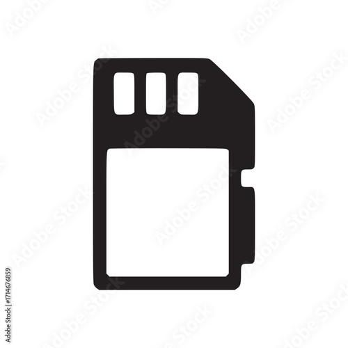 Illustration of a micro sd card, representing memory storage, data transfer, and digital media in a compact and modern design, ideal for technology and electronics themes