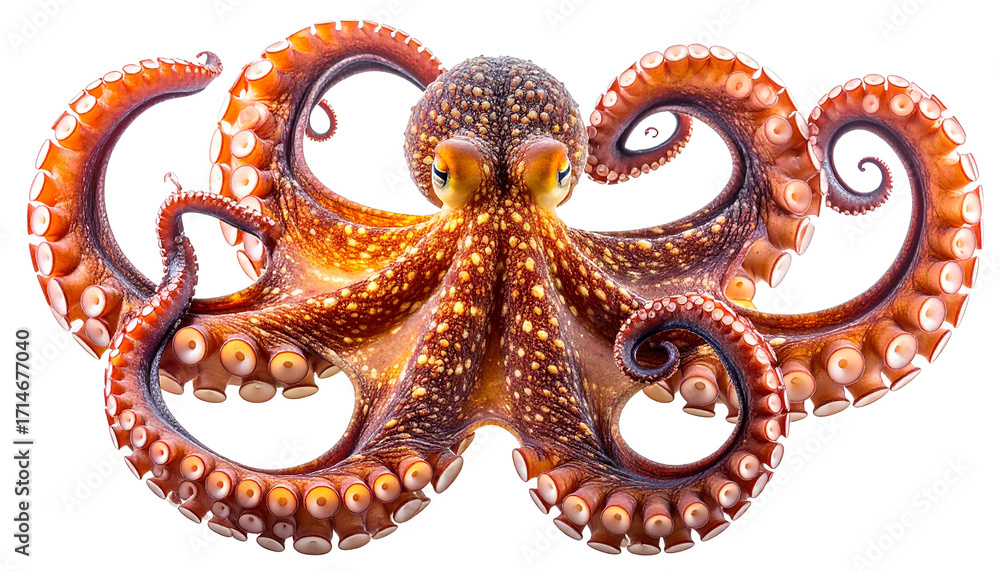 Obraz premium Octopus PNG, Transparent Background, Sea Octopus, Marine Animal, Tentacles Illustration, Underwater Creature, Realistic Octopus, Ocean Wildlife, Cute Octopus