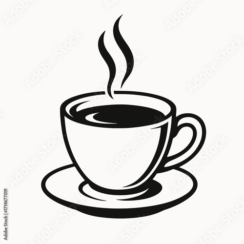 Elegant illustration of a steaming coffee cup on a saucer