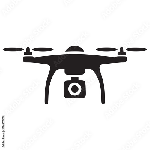 Illustration of a drone, representing aerial photography, remote control, and modern technology in a sleek and minimalist design, perfect for aviation and tech themes