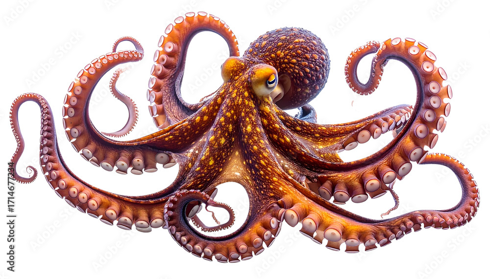Fototapeta premium Octopus PNG, Transparent Background, Sea Octopus, Marine Animal, Tentacles Illustration, Underwater Creature, Realistic Octopus, Ocean Wildlife, Cute Octopus
