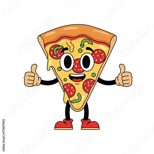 A Cartoon Pizza Slice with a ThumbsUp Gesture