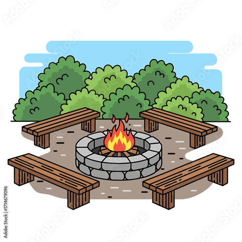 Outdoor Gathering Place with Fire Pit and Benches