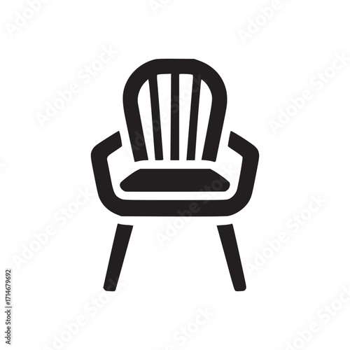 Illustration of a chair the chair has a classic design with a curved backrest and armrests, depicted in a minimalist style, suitable for furniture or interior design concepts