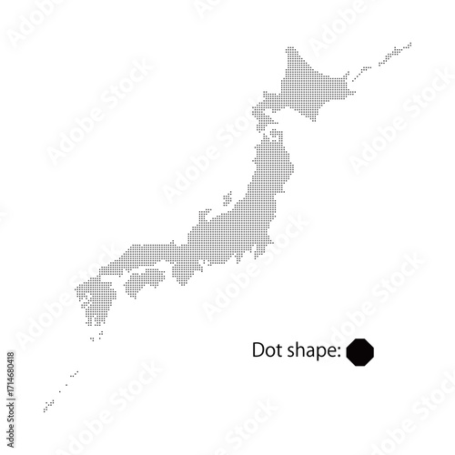 Plakat w ramie 日本地図のシルエット_ドット絵イラスト