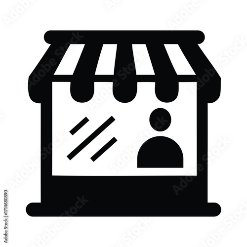 black and white icon of a storefront. storefront icons vector