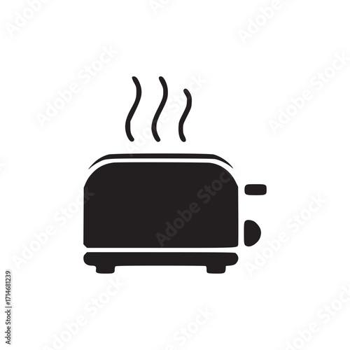 Vector art of toaster icon minimalistic representation of a toaster with steam rising, perfect for kitchenware, appliance, or breakfastrelated designs and illustrations