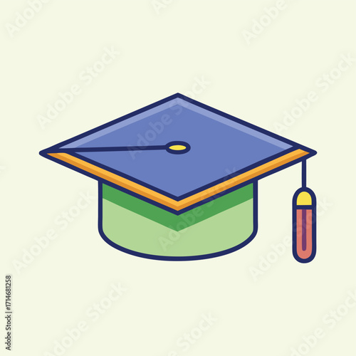 Illustration of a graduation cap on a light green background represents achievement