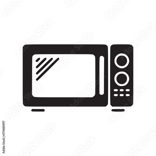 Vector art of microwave icon a simple and clean depiction of a microwave oven, ideal for representing kitchen appliances, cooking, or modern technology in designs
