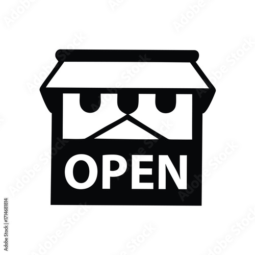 open sign for a shop. shop icons with open sign